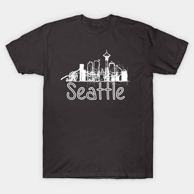 Seattle Sketch skyline T-Shirt by DimDom